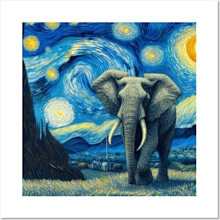 Elephant Lover Art Starry Night Posters and Art